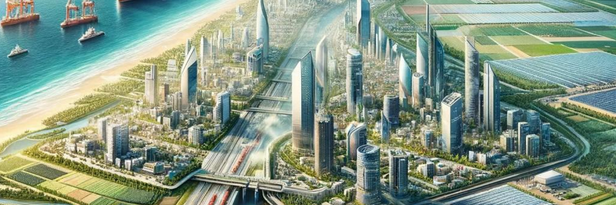 artist's rendering of the Gaza Reconstitution, Economic Acceleration, and Transformation (GREAT) Trust's vision for Gaza