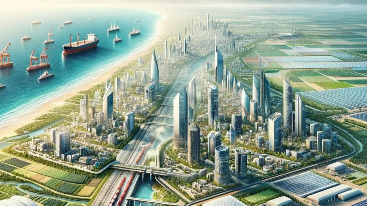 artist's rendering of the Gaza Reconstitution, Economic Acceleration, and Transformation (GREAT) Trust's vision for Gaza