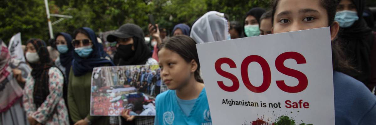 Asylum Seekers Demonstrate In Front Of US Embassy Jakarta