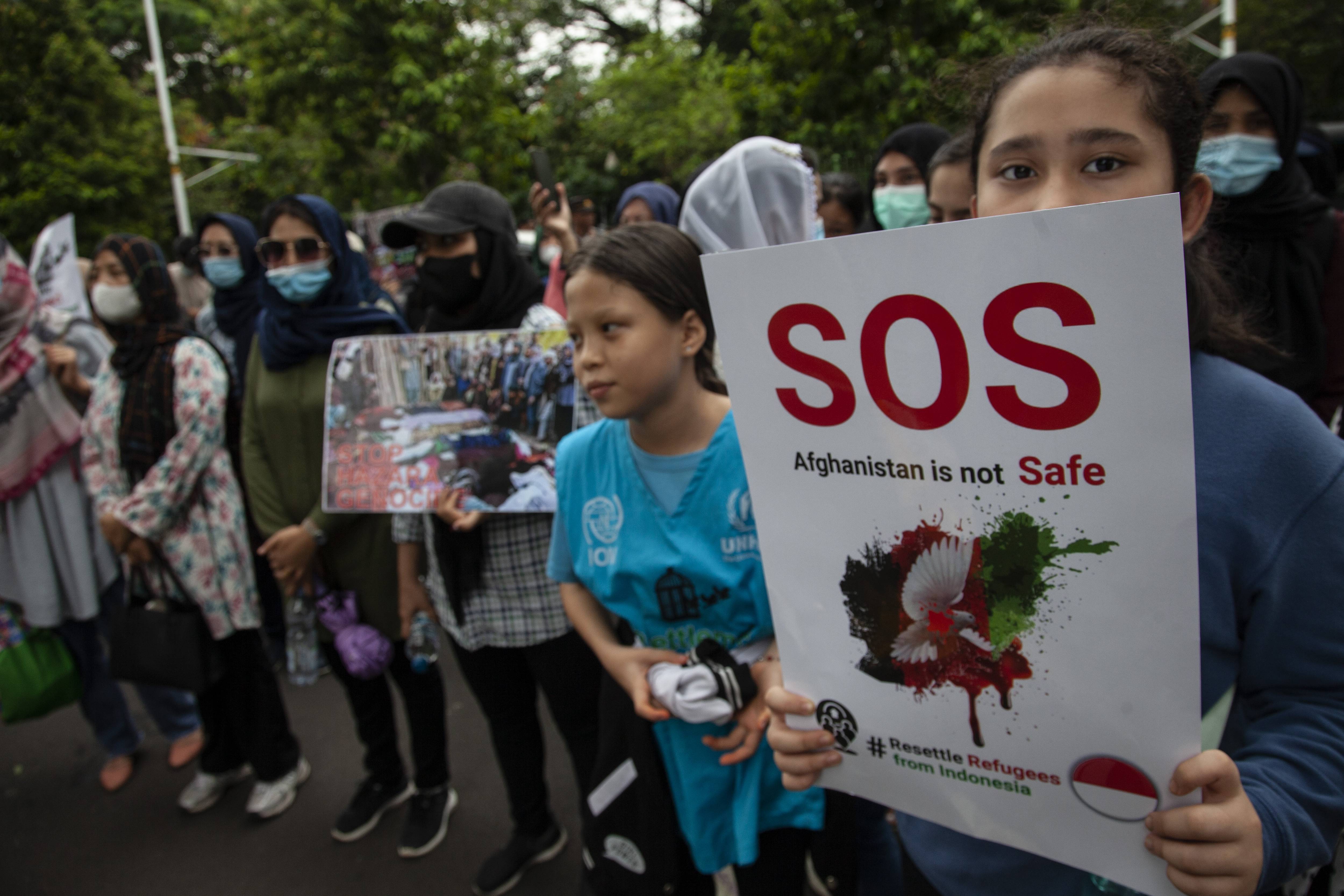Asylum Seekers Demonstrate In Front Of US Embassy Jakarta