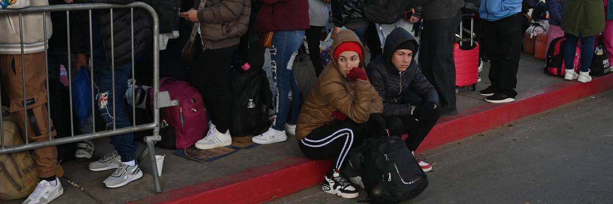 Asylum seekers waiting at U.S. border.