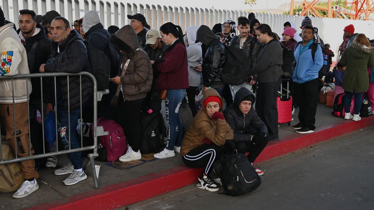 Asylum seekers waiting at U.S. border.