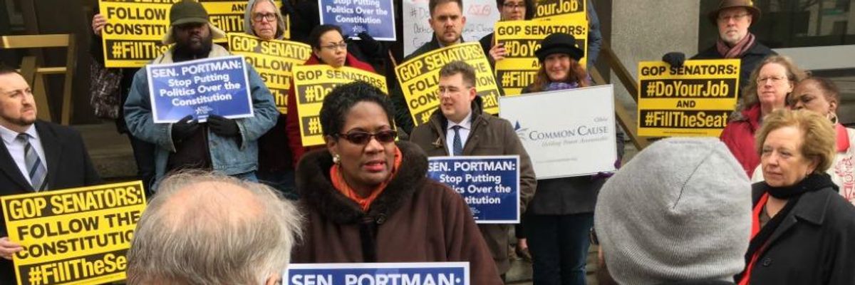 At a news conference on Thursday, Ohio scholars from both political parties unloaded on obstructionist Republicans, urging GOP Sen. Rob Portman to join them in calling for fair confirmation hearings
