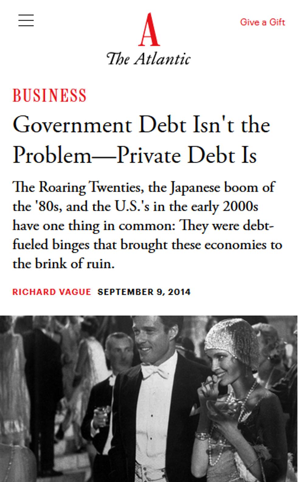 Atlantic: Government Debt Isn't the Problem--Private Debt Is