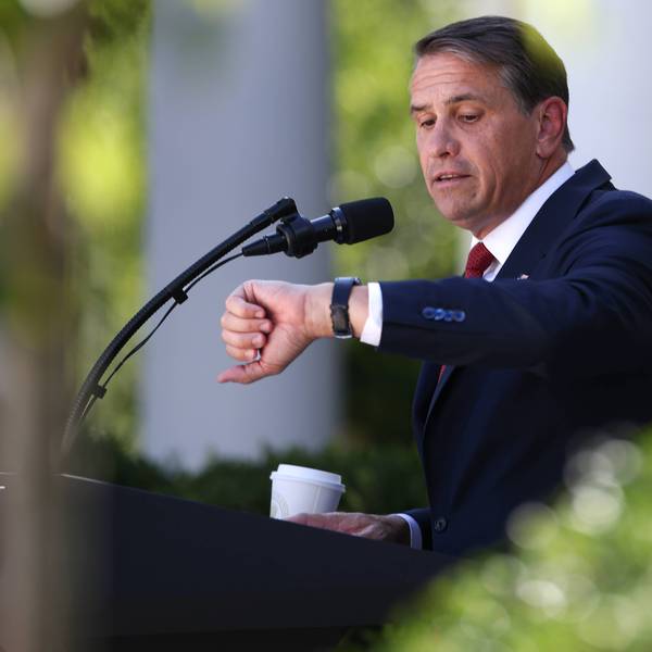 Attorney General Todd Blanche Holds White House Media Briefing In The Rose Garden