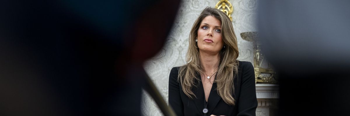 Attorney Lindsey Halligan in the Oval Office of the White House