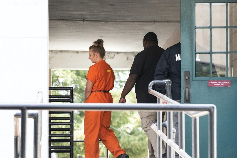August 23, 2018, Augusta, Georgia, Reality Winner walks out of the courthouse after her sentencing.