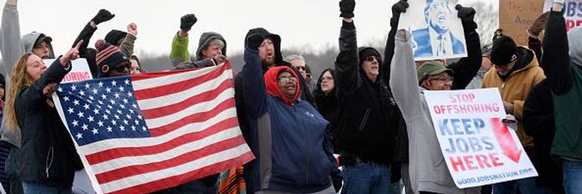 Autoworkers rally against plant closure in Ohio.