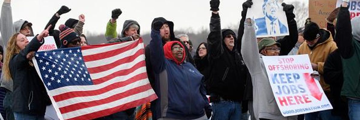 Autoworkers rally against plant closure in Ohio.