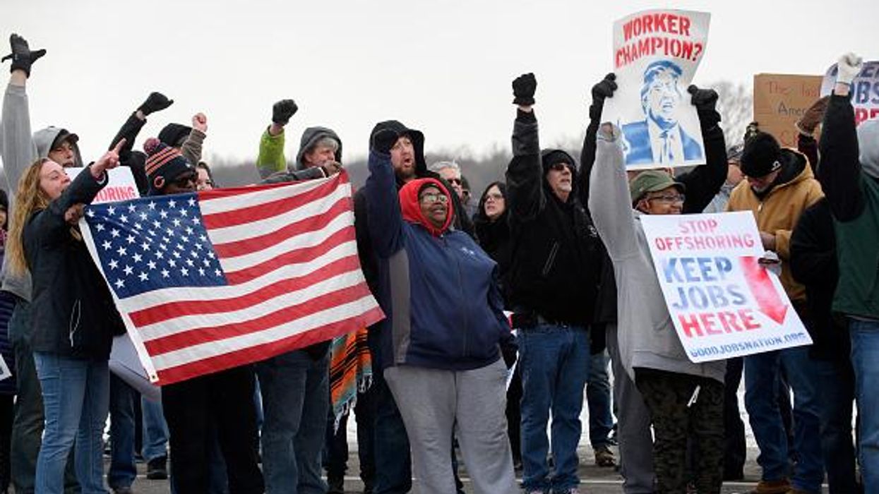 Autoworkers rally against plant closure in Ohio.