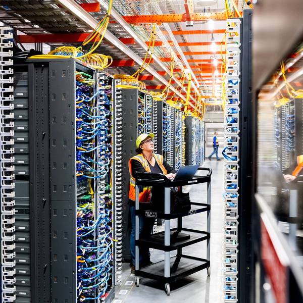 AWS Data Center with worker inside