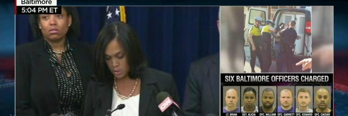 Baltimore state's attorney Marilyn Mosby announces indictment