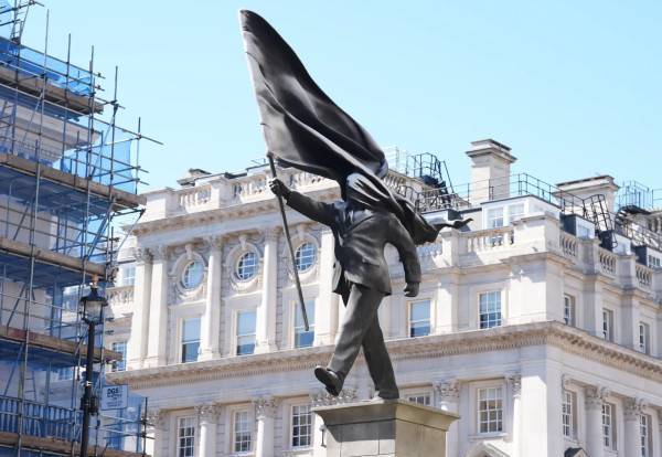 Banksy's new Blind Nationalism art work amidst London's colonial monuments