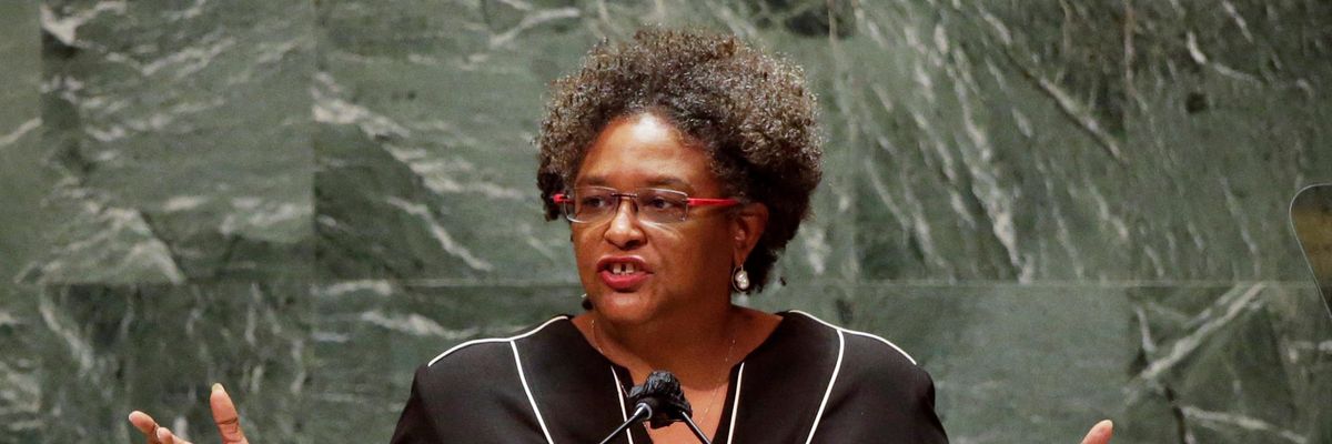 Barbados Prime Minister delivers a speech at the U.N. General Assembly