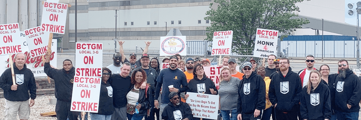 BCTGM is "proud of our Kellogg members for taking a strong stand against this company's greed and we will support them for as long as it takes to force Kellogg to negotiate a fair contract that rewards them for their hard work and dedication and protects the future of all Kellogg workers," said union president Anthony Shelton. (Photo: BCTGM)