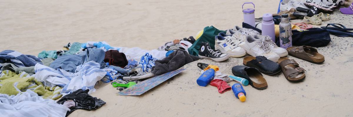 Belongings left behind on Bondi Beach after a shooting.