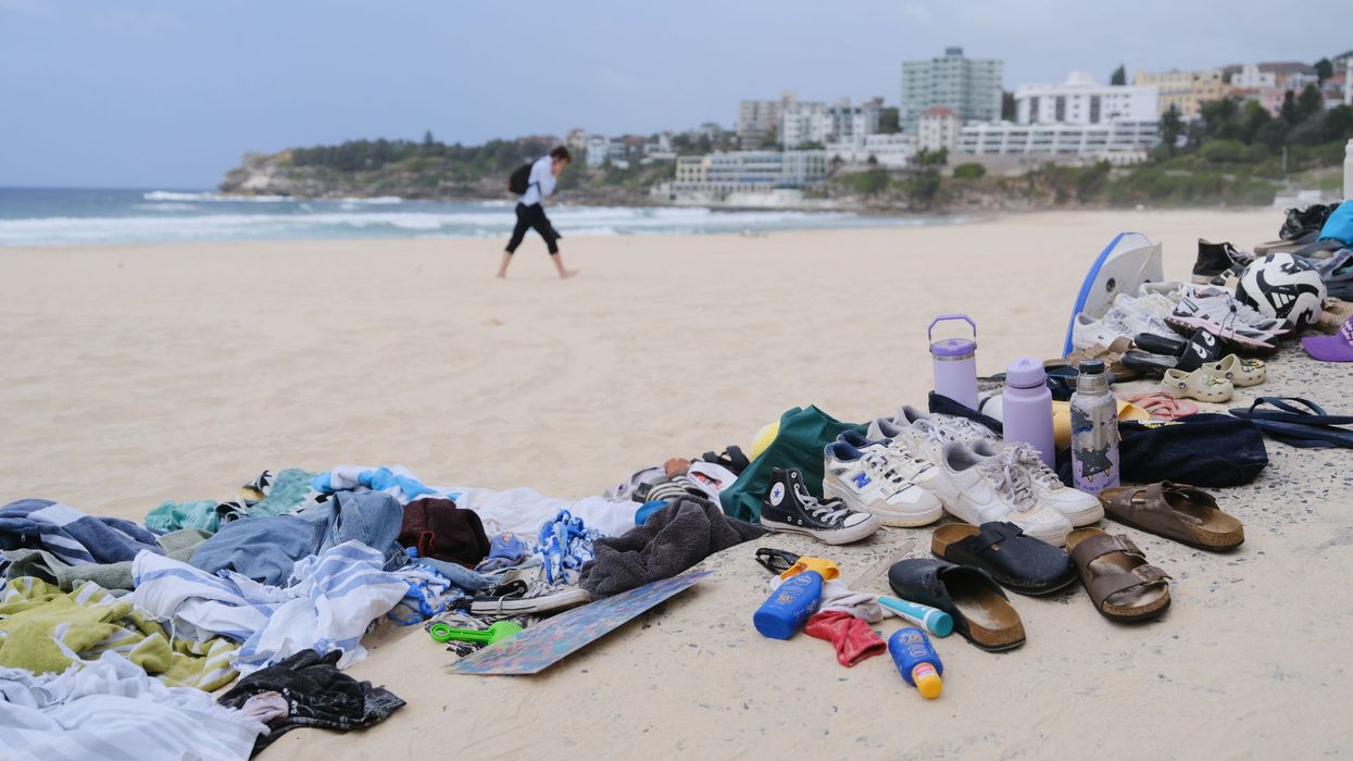 Belongings left behind on Bondi Beach after a shooting.