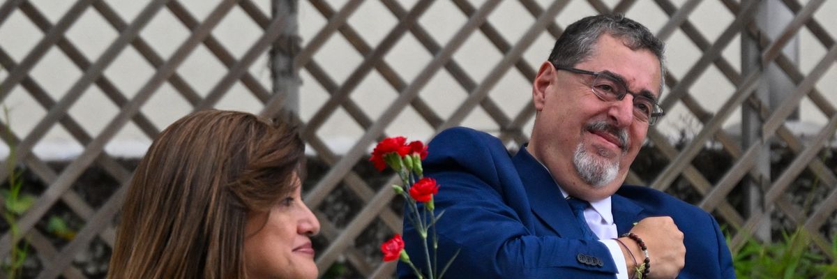 Bernardo Arevalo greets supporters