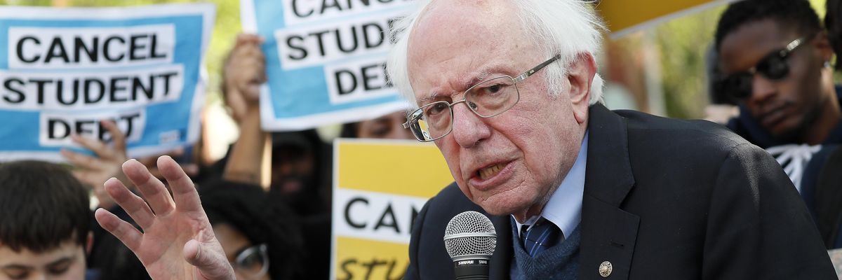 Bernie Sanders at a 'Cancel Student Debt' rally