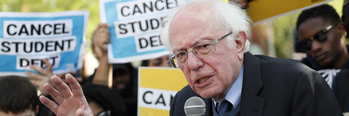 Bernie Sanders at a 'Cancel Student Debt' rally