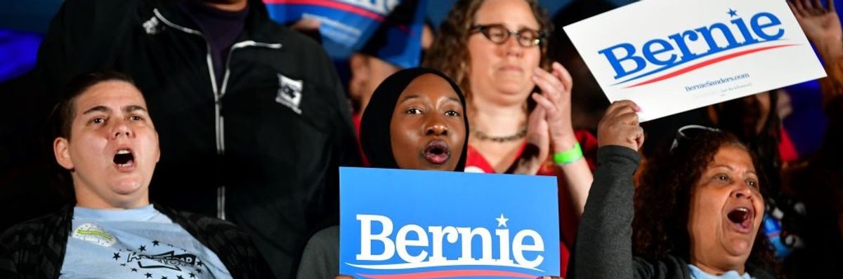 Bernie Sanders at a rally in Nevada