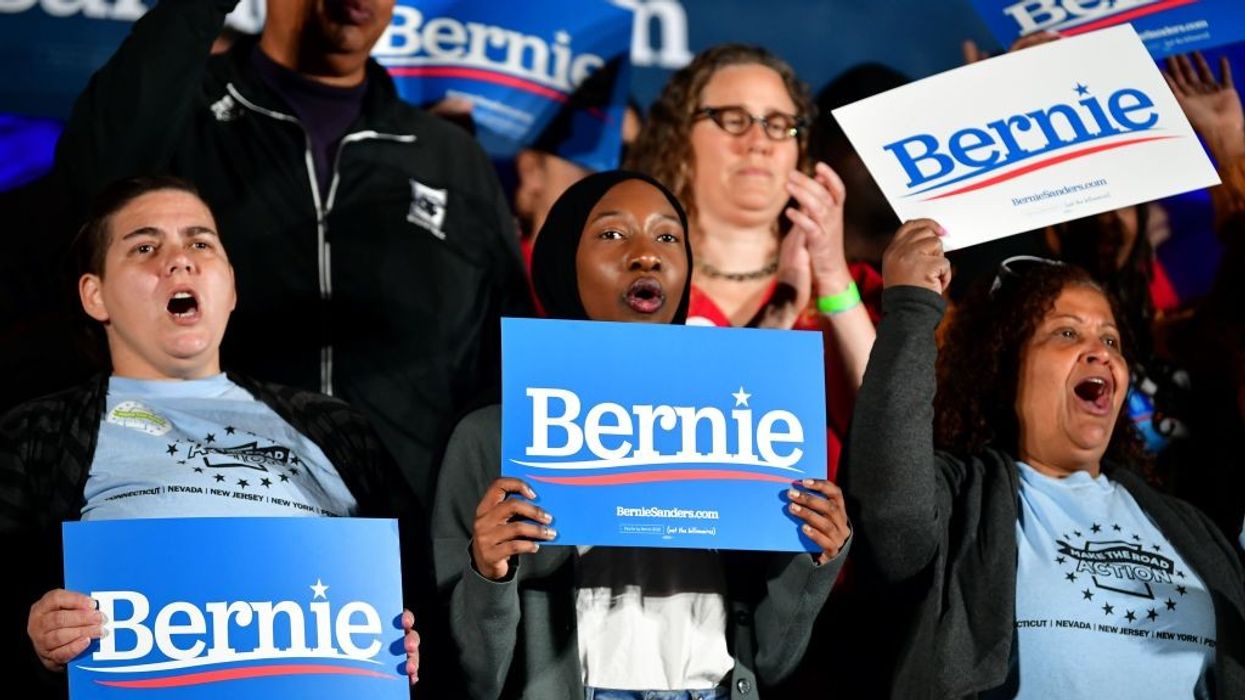 Bernie Sanders at a rally in Nevada