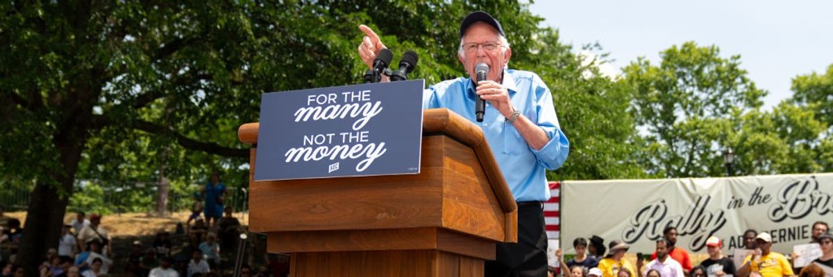 Bernie Sanders at a rally in The Bronx