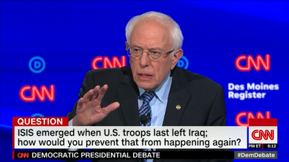 Bernie Sanders at CNN's Iowa debate