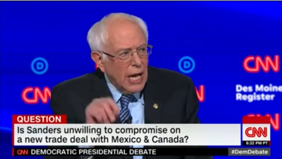 Bernie Sanders at CNN's Iowa debate