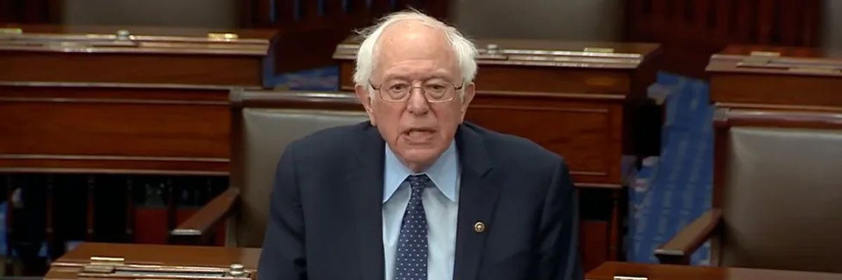 Bernie Sanders on the floor of the Senate