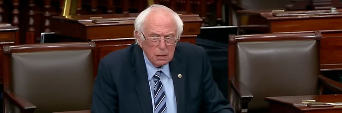 Bernie Sanders on the floor of the Senate