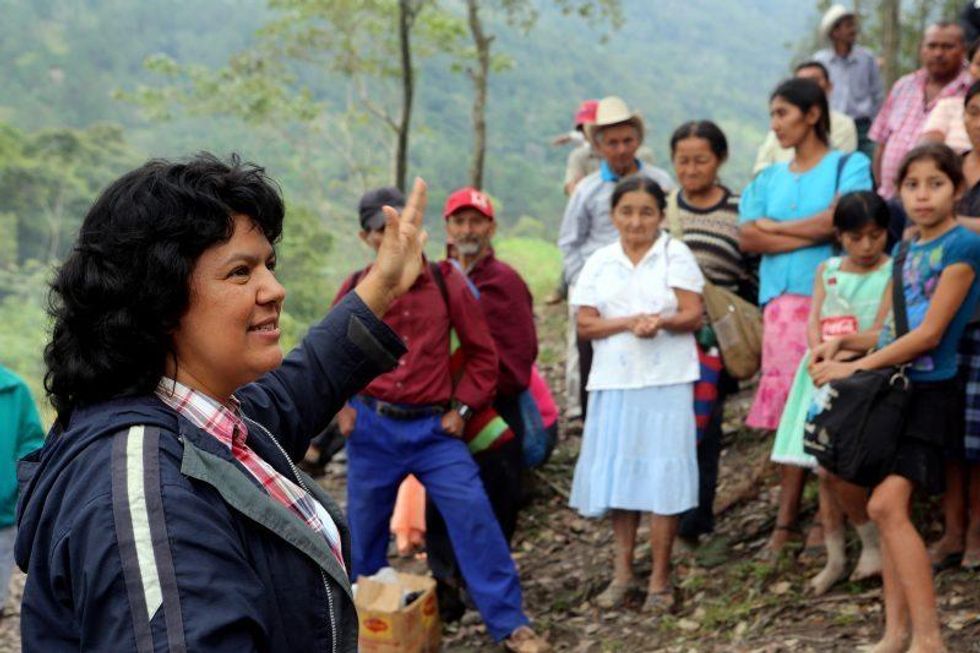 Berta Caceres in the Rio Blanco region of Honduras. Photo by Tim Russo / Goldman Environmental Prize.