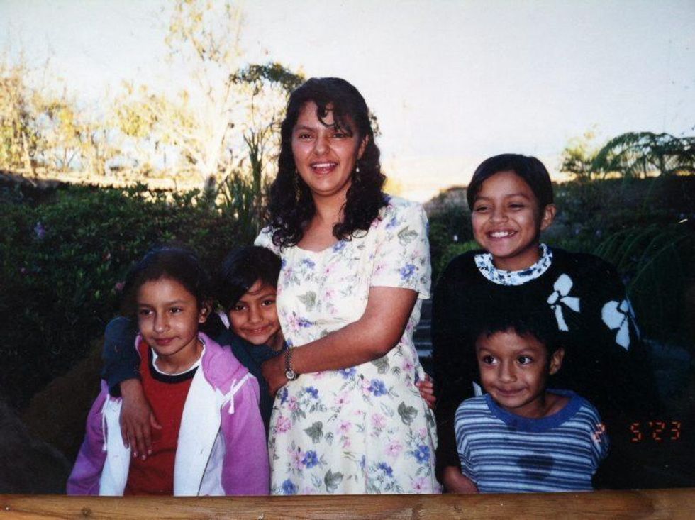 Berta with her four children.