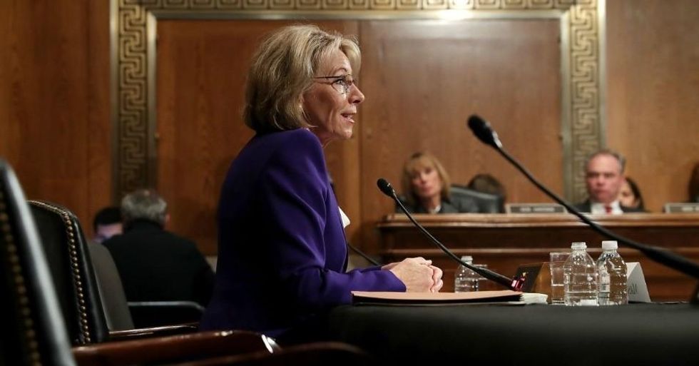Betsy DeVos at her Senate confirmation hearing before the Committee on Health, Education, Labor, and Pensions last month. (Photo: Getty)