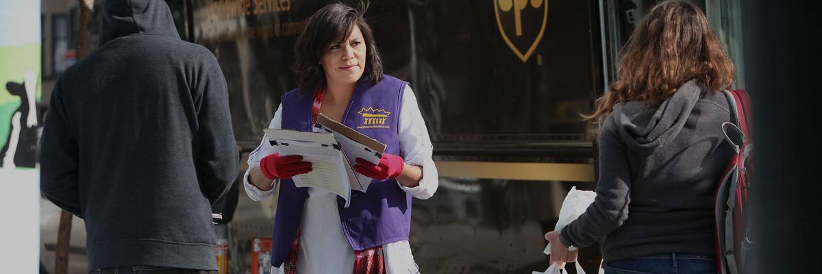 Beverly Bailey canvasses in San Francisco on January 31, 2012, to get two health initiatives on the November state ballot.