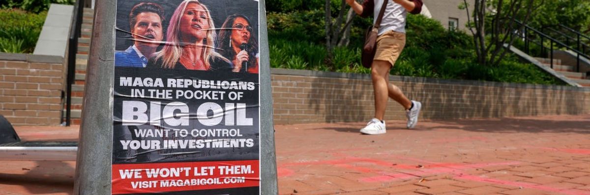 Billboard calling out anti-ESG Republicans.