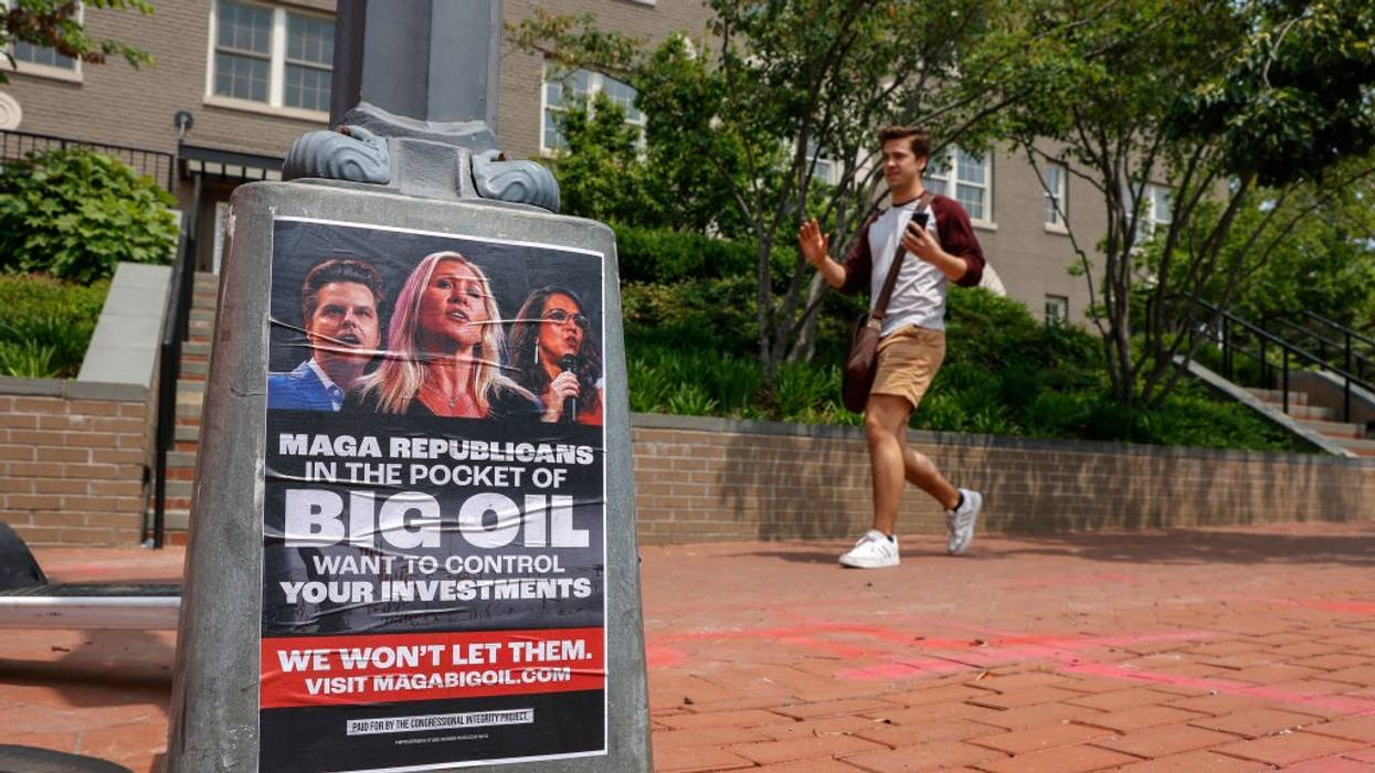 Billboard calling out anti-ESG Republicans.