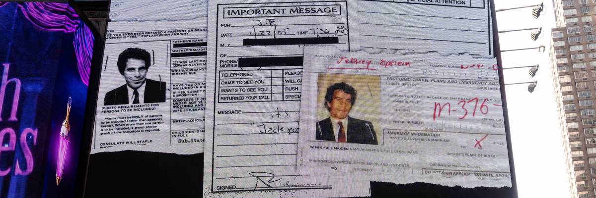 Billboard in Times Square Calls For Release Of Epstein Files