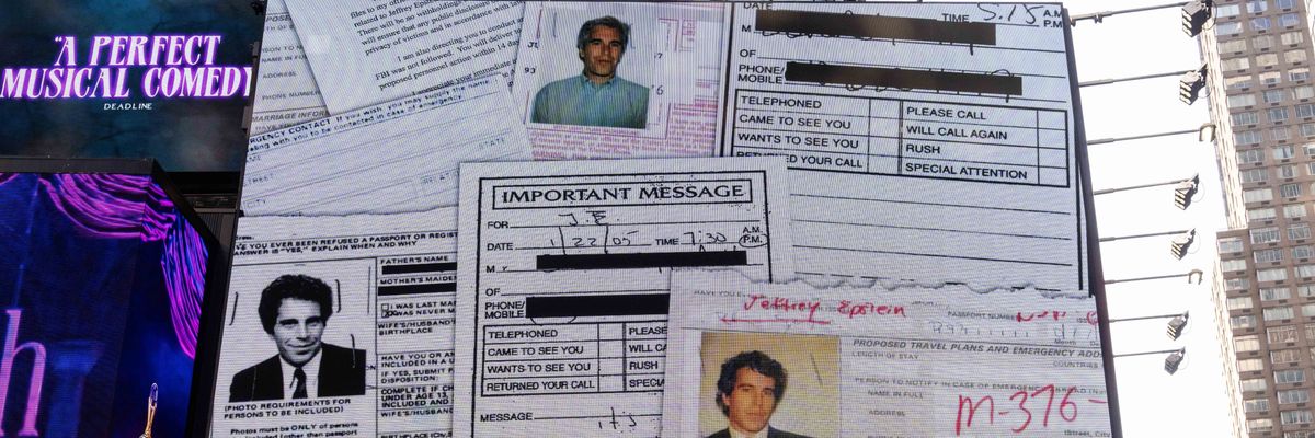 Billboard in Times Square Calls For Release Of Epstein Files