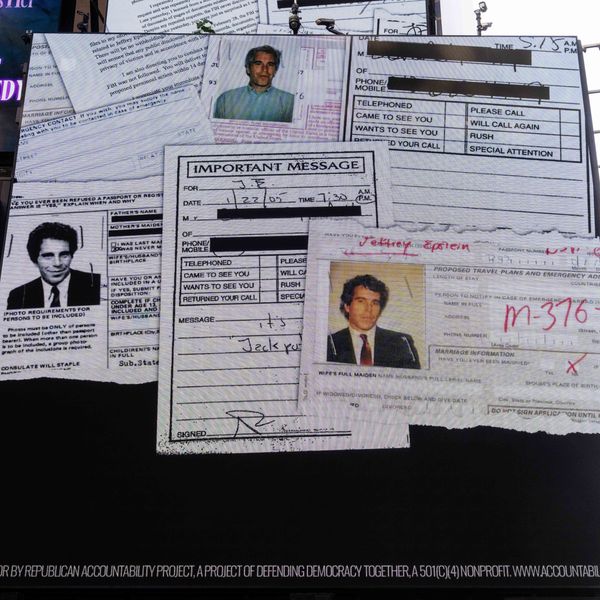 Billboard in Times Square Calls For Release Of Epstein Files