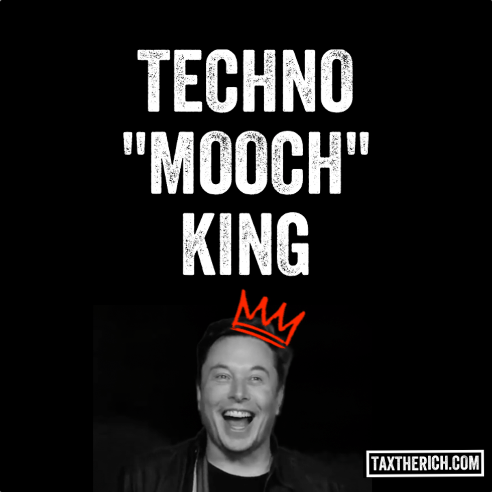 Billboard showing Elon Musk, displayed by Patriotic Millionaires on Capitol Hill Thursday.