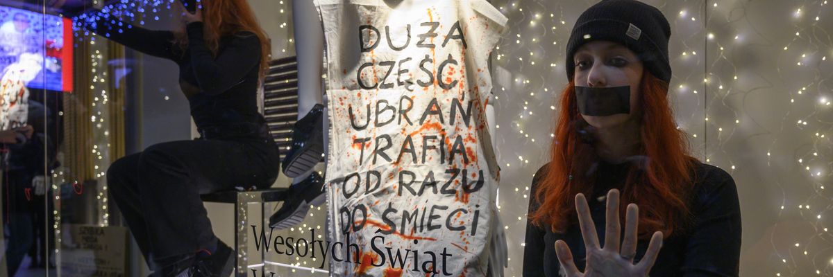 Black Friday fast fashion protest.