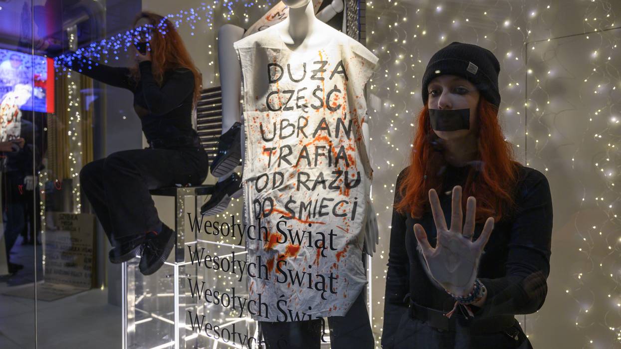 Black Friday fast fashion protest.