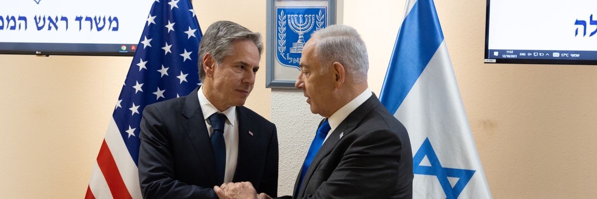 Blinken shakes Netanyahu's hand