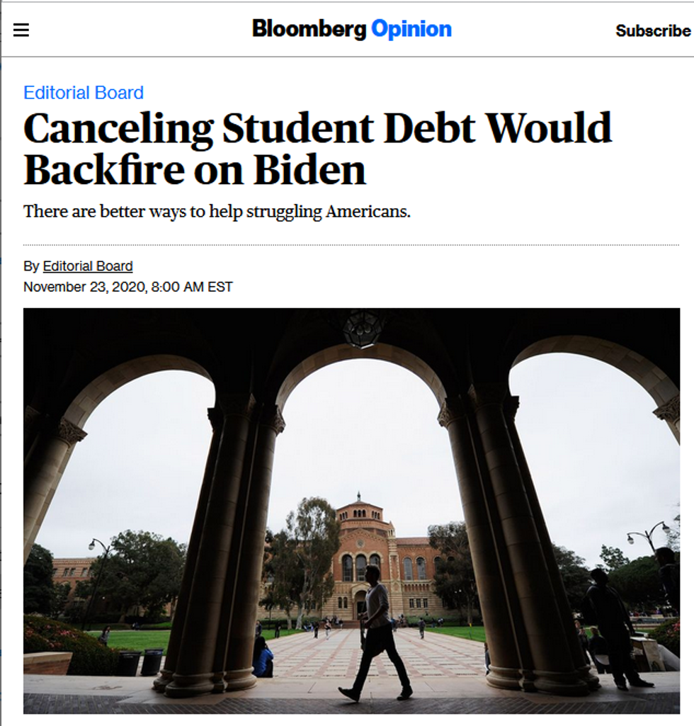 Bloomberg: Canceling Student Debt Would Backfire on Biden
