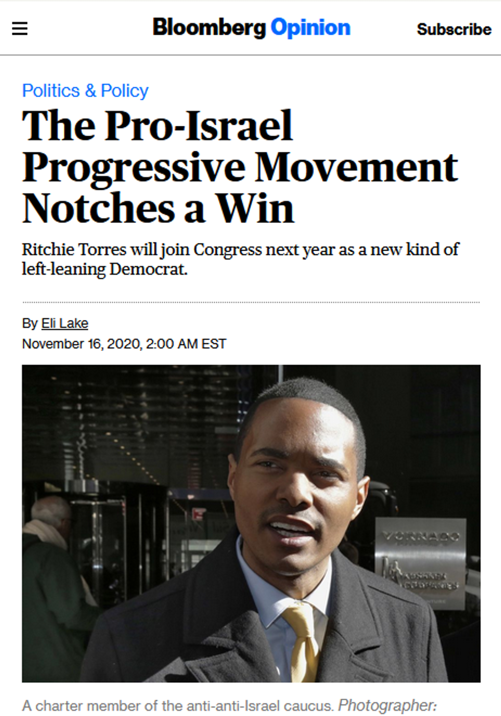 Bloomberg: The Pro-Israel Progressive Movement Notches a Win