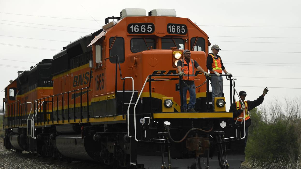 BNSF workers arrive in Golden, Colorado on August 22, 2018.