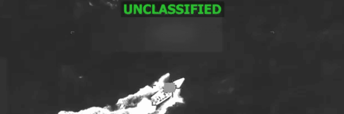 Boat about to be struck by Trump.