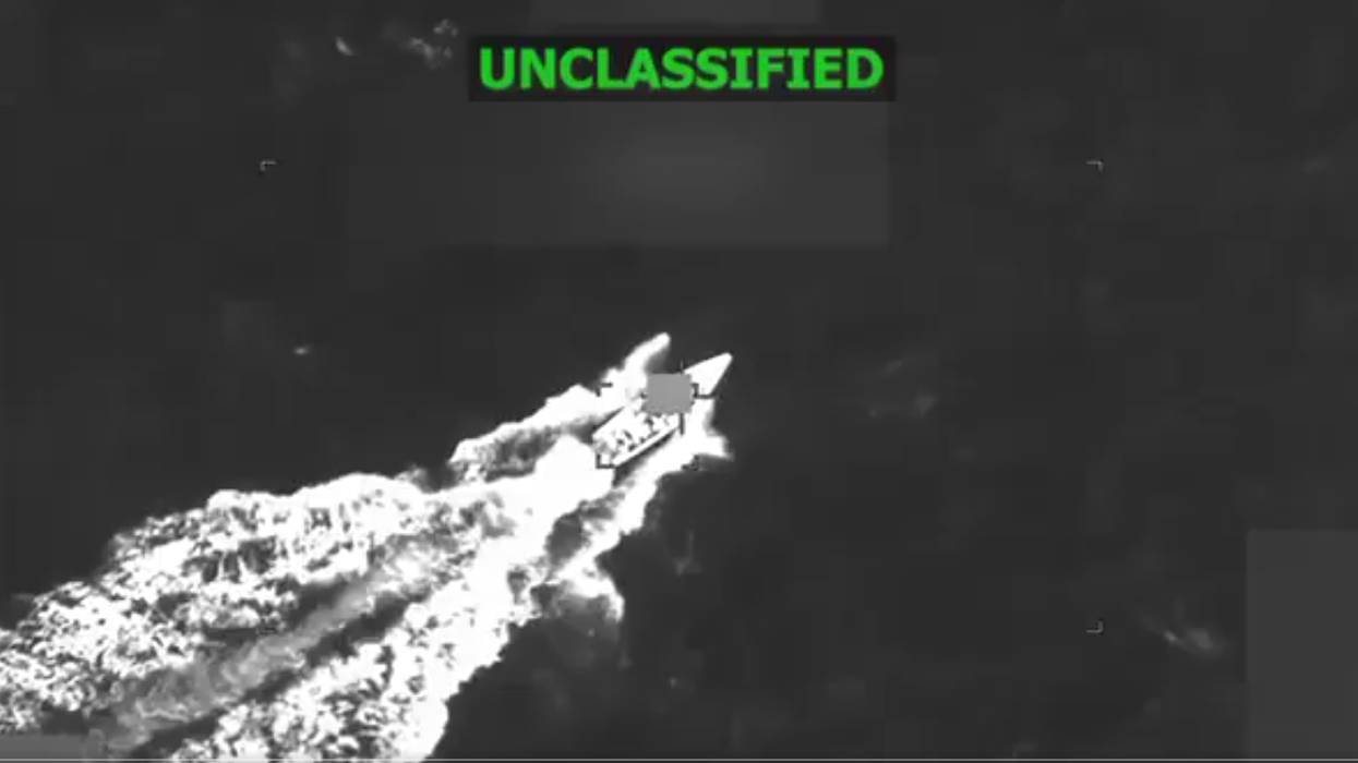 Boat about to be struck by Trump.