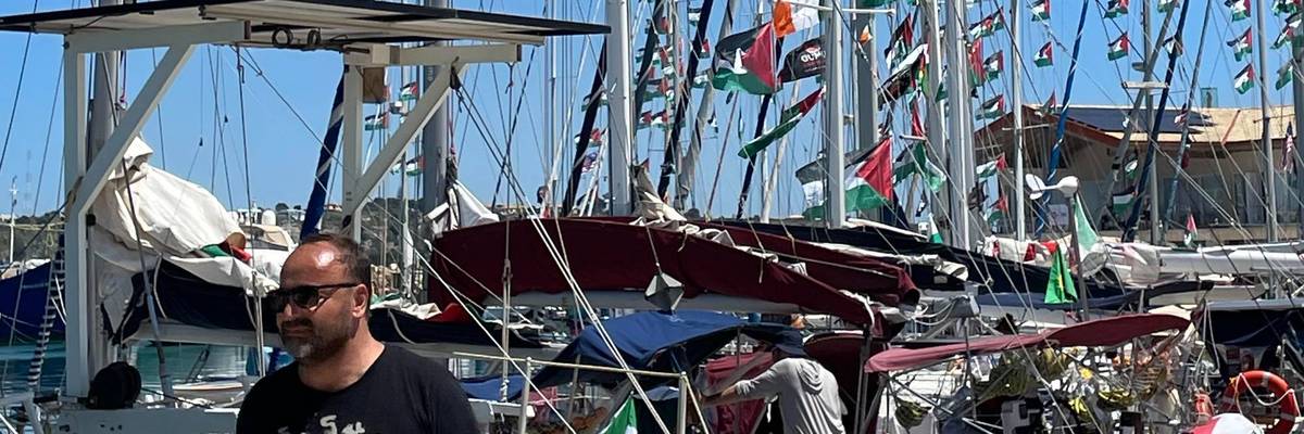 Boats from the Global Sumud Flotilla in Italy.